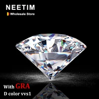 neetim real gems moissanite loose stone cheapest factory price d color vvs1 round cut gra lab grown diamond pass diamond test