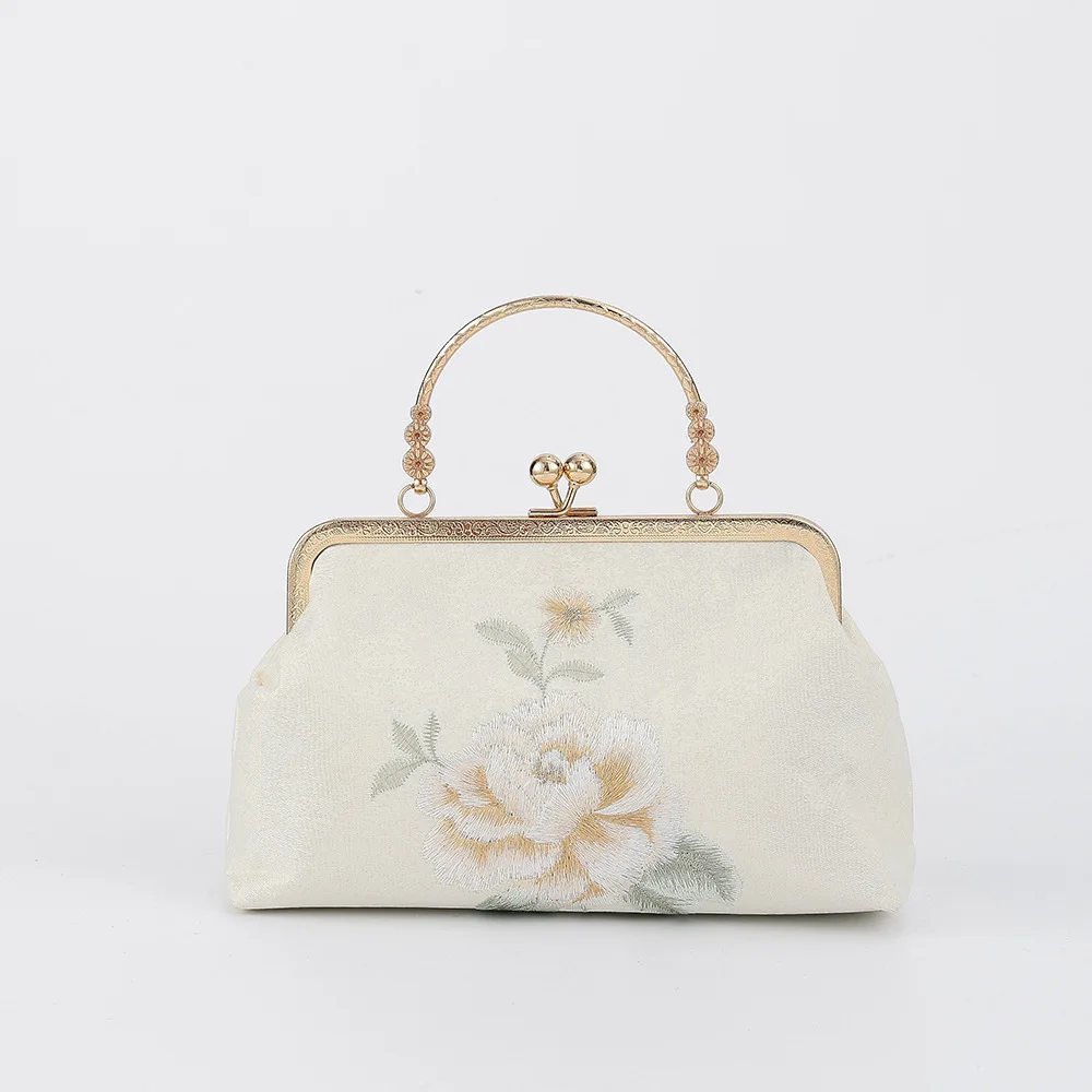 

Fresh Embroidery Chinese Style Vintage Camellia Embroidery Bag Portable Crossbody Cheongsam Bag for Women