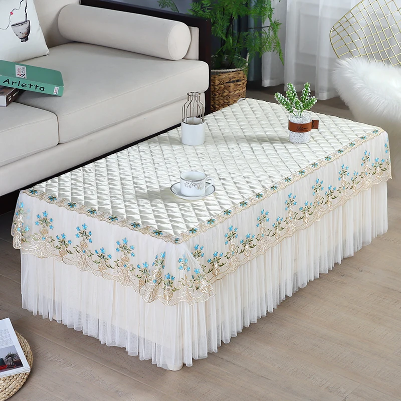 

New Arrival Rectangle Lace Tablecloth Tea Table Cloth Wedding Home Partty Dinner Table Cover Europe Table Skirt Tulle Floral
