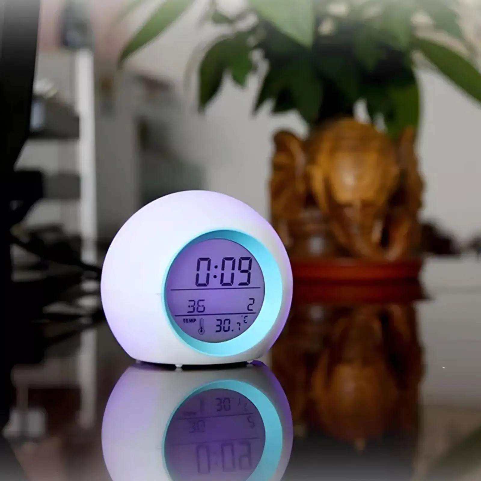 Kids Digital Alarm Clock Night Light Snooze Temperature Detect Children Sleep Bedside Cute Wake Up Timer Alarm Clock 7 Color