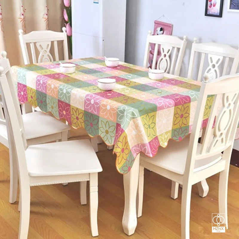 

Flower Style Tablecloth Wavy Edge Rectangular Garden Table Cover Kitchen Mantel Table Cloth Home Decorative Plaid Party Supplies