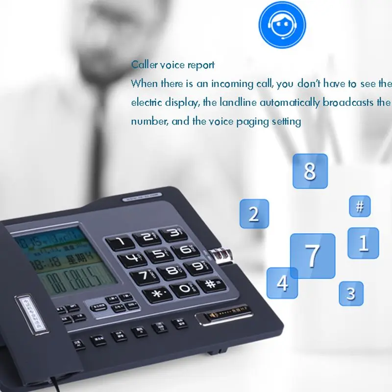 office home corded telephone phone with caller idcall waiting speakerphone blacklist dual interface calculator alarm clock free global shipping