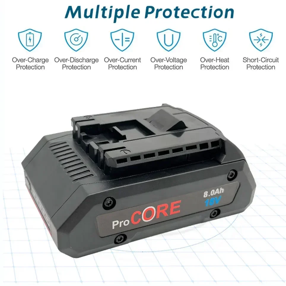 Сменный аккумулятор для электроинструмента 18 в 8000 мАч Li-Ion Bosch GSR18-Li BAT609 BAT618 BAT609G