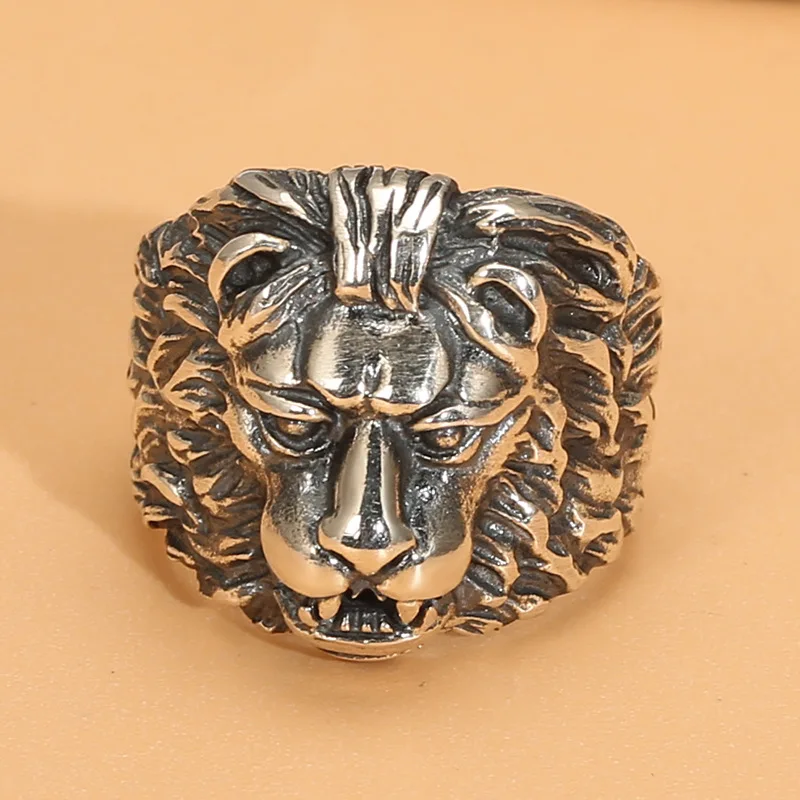 S925 серебро оптовая продажа властное толстое кольцо с головой льва Стильное