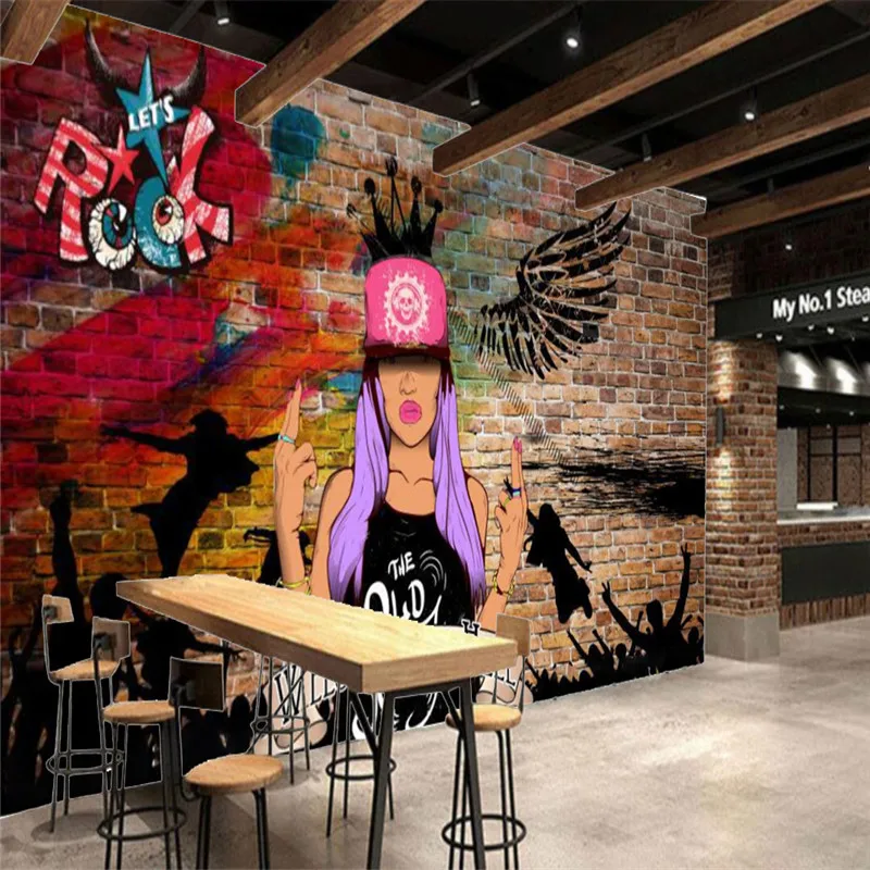

Retro European and American Rock Restaurant Industrial Decoration Wallpapers Mural Bar Background Wall Paper Papel De Parede 3D