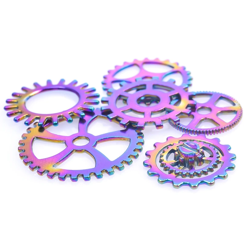 

10pcs/Lot Gears Rainbow Color Alloy Charms Pendant Accessories Bulk Necklace Earring Findings For Jewerly Making Materials