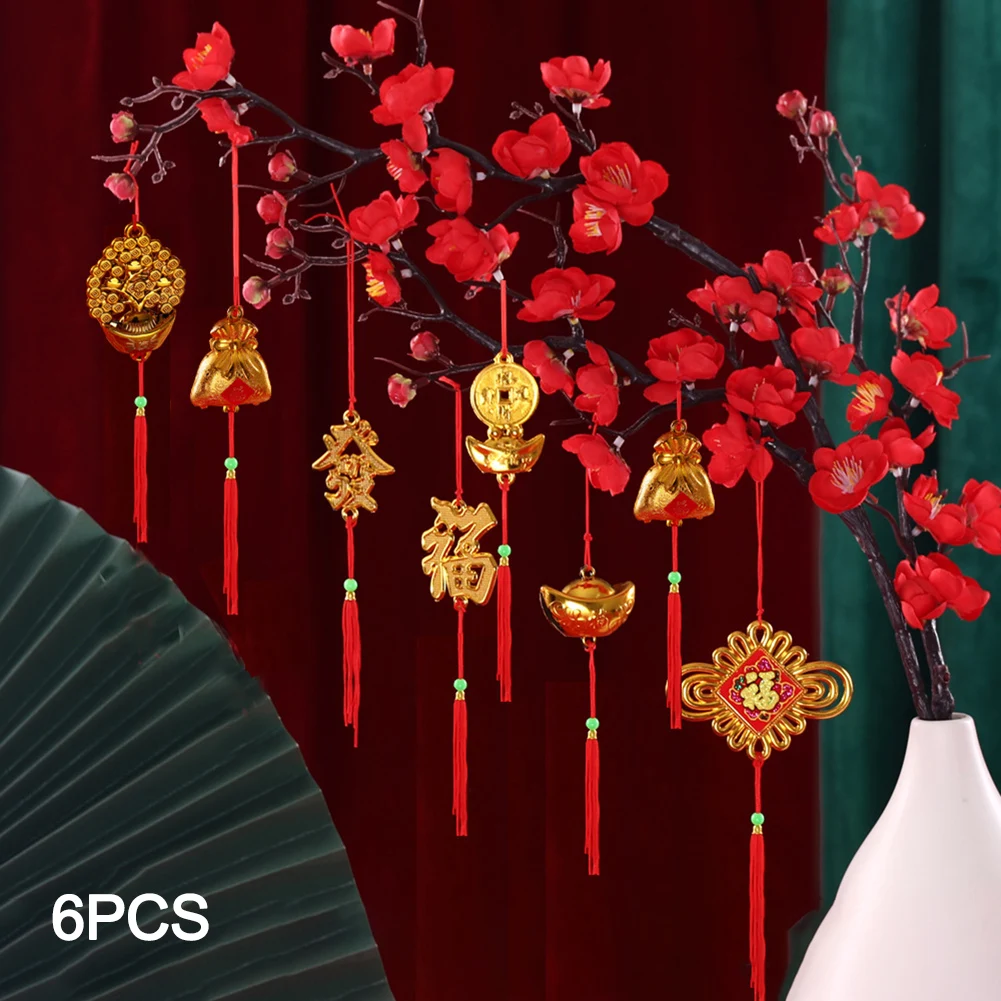 

6/30Pcs 2023 Chinese New Year Decoration Red Lanterns Bonsai Pendant Hanging Ornament Spring Festival Plant Decor