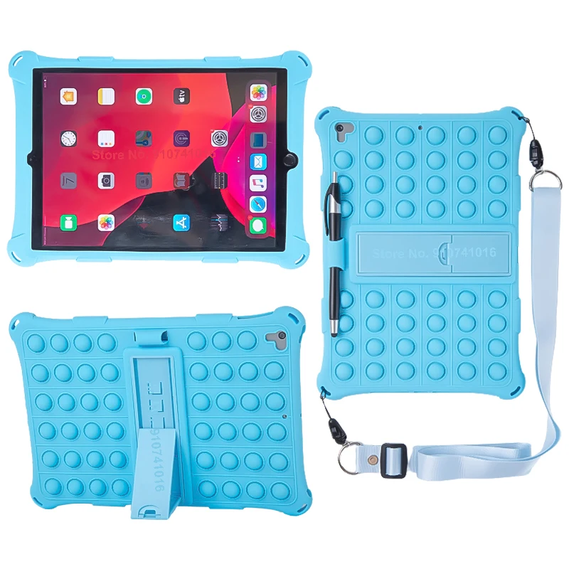 Funda de juguete antiestrés de burbujas para iPad Air 3 Pro 10,5 para niños, funda con correa para el hombro para iPad 10,2, 2019, 2020, 2021, 9. ª y 7. ª generación