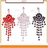 1pc claw chain belly ring tassel navel stud rhinestones belly navel jewelry crystal belly button ring stainless steel navel bar