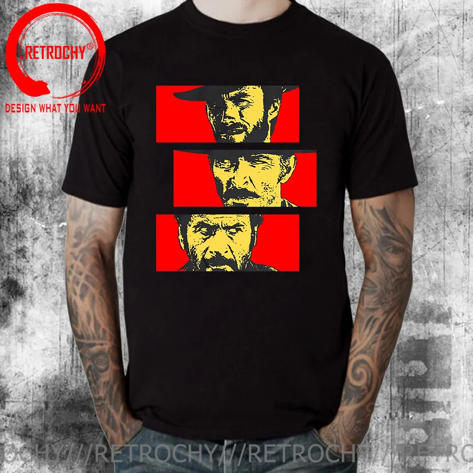 The Good the Bad and Ugly Blondie Angel Eyes Tuco Cowboy T Shirt Male Quality Il buono brutto cattivo tshirt Crewneck Tee shirt
