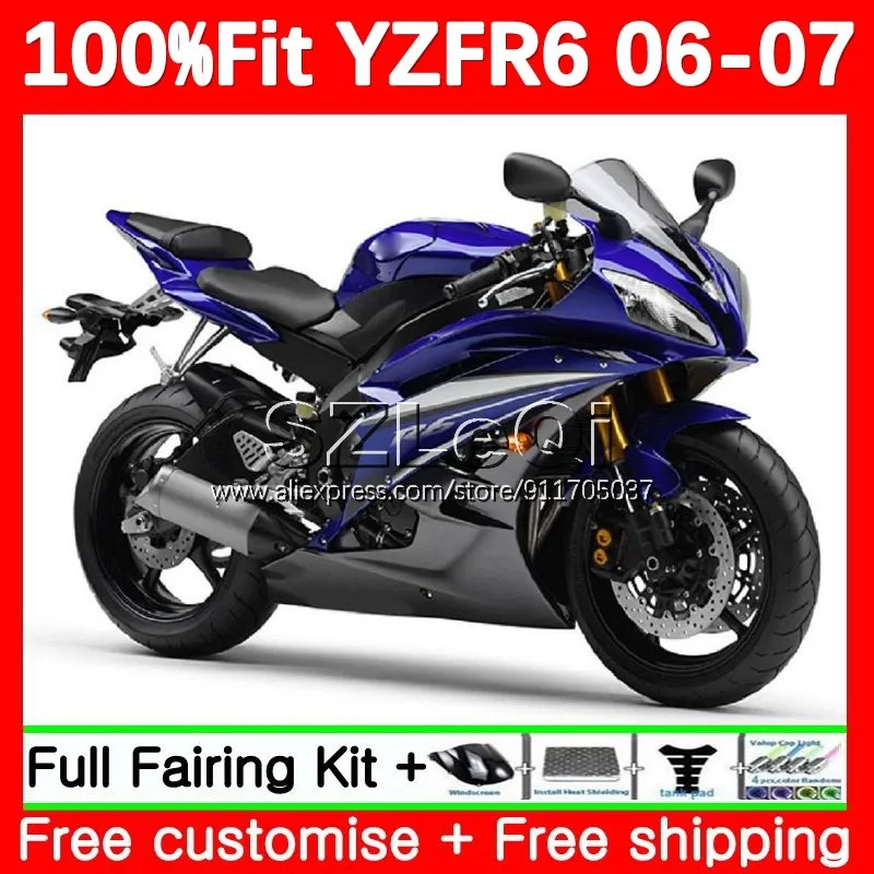 

factory blue Injection Body For YAMAHA YZF R 6 600 YZF-600 YZF R6 600CC YZF600 YZF-R6 YZFR6 06 07 2006 2007 OEM Fairing 124LQ.1