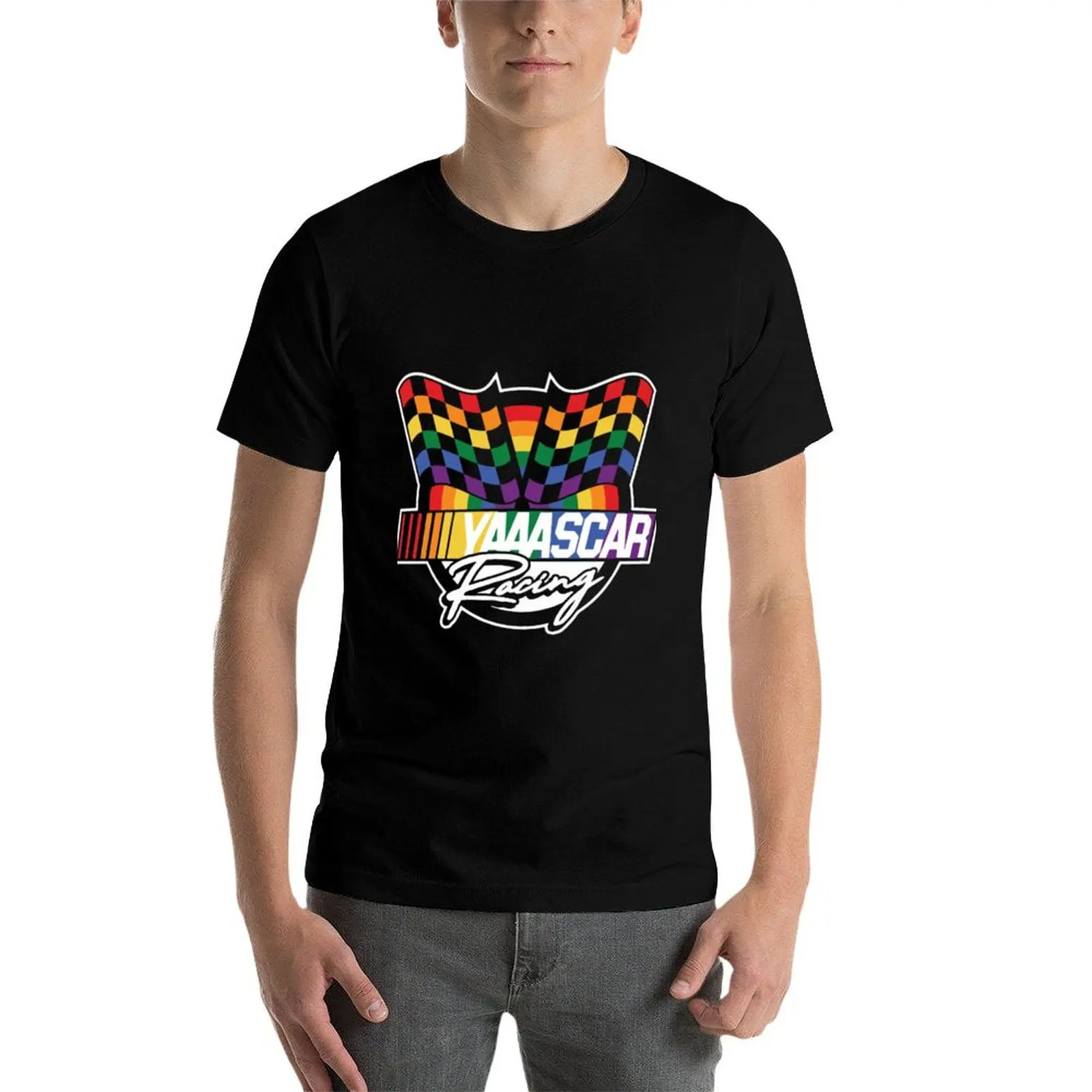 Фото Футболка с коротким рукавом YAAASCAR с клетчатым флагом NASCAR для фестивалей №4