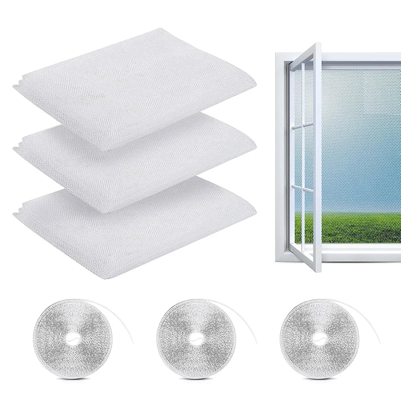 

Fly Screen Window, Pack Of 3 Insect Protection Window Net, 130 X 150 Cm, Insect Screen Fly Screen Window ,No Drilling