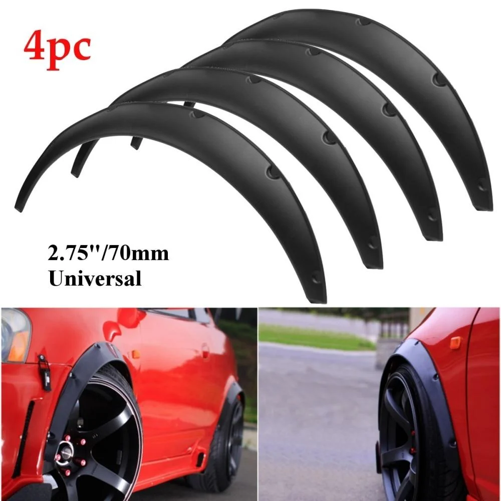 

4Pcs 2.75"/70mm Universal Flexible Car Fender Flares Extra Wide Body Wheel Arches JDM Over Wide Body Wheel Arches