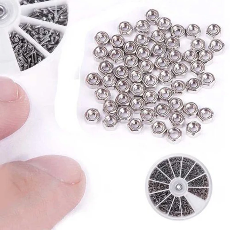

600 PCS Screws Nuts Repair Kits 12 Kinds Stainless Steel Tiny Hex Electronics Assortment Kit For Sunglass Watch Spectacles Phone
