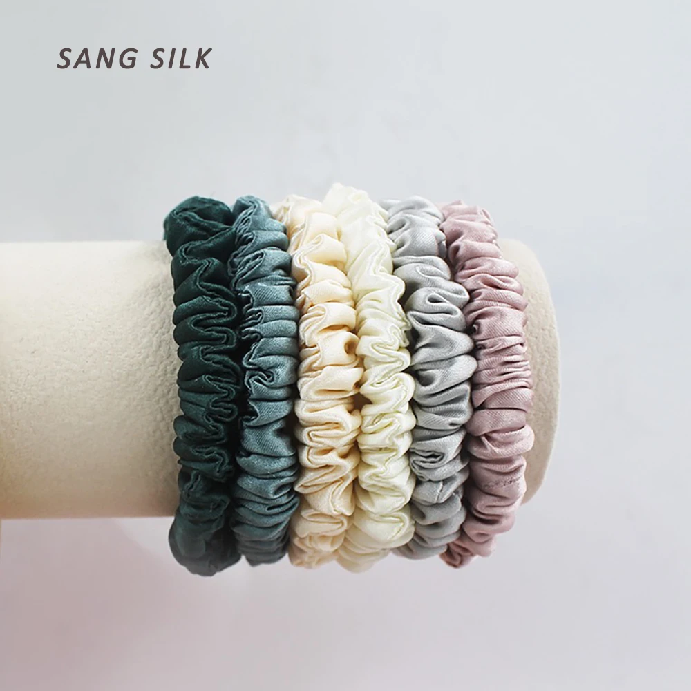 

100% Natural Mulberry Silk Scrunchie Elastic Multicolor Hair Band Ties Ponytail Holder Headband Hair Accessories for Women Girls