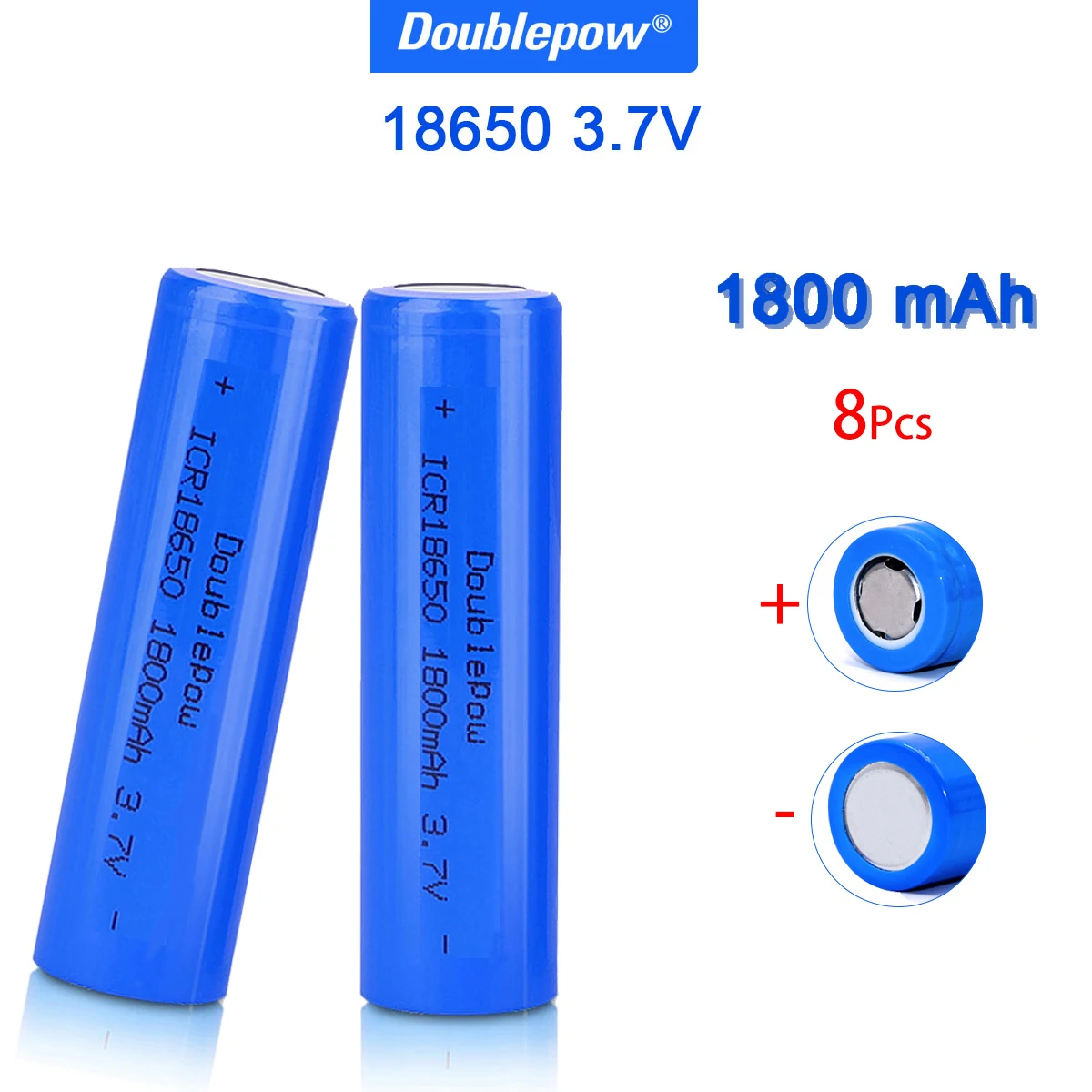 

8pcs DOUBLEPOWER 3.7V Flat Head 18650 Battery 1800mah Rechargeable Lilon Lithium Battery For Flashlight Electrical Tool Toys