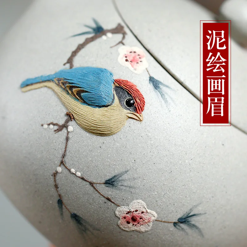 

[two strokes] Yixing teapot pure handmade teapot Xu Yaowen white jade mud painting beauty is 250cc