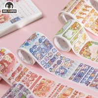 mr paper 6 styles washi tape hand drawn cartoon characters tape decorative diy scrapbooking sticker label school office supply