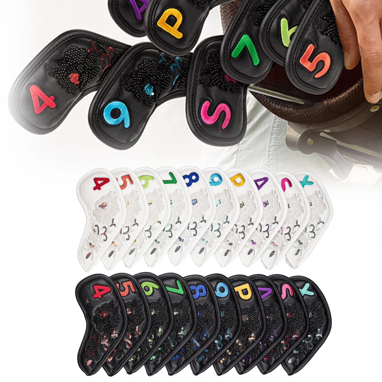 

Golf Iron Head Covers Colorful Embroidery Golf Iron Headcovers For Iron 10pcs Soft Golf Club Head Protector To Avoid Collide Fit