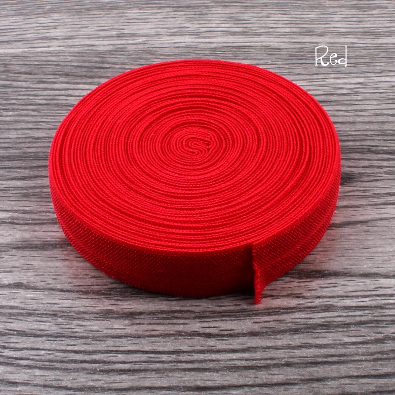 

30yards/lot 5/8" (16mm) Red Shiny Solid Fold Over Elastic Ribbon FOE for Baby Girls Hair Accessories/Headbands