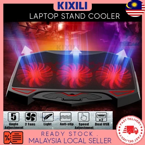 

KIXILI ORI 5X STRONG FAN LED 2 USB 12-17" Laptop Cooler Fan Laptop Stand Cooling Pad 5 Fan Laptop Fan