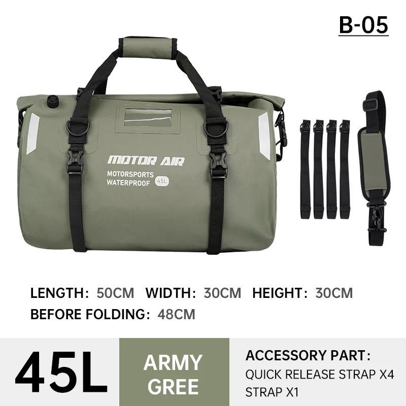 

Motor Air 45л/65л Мотоциклетная сумка большой емкости для путешествий на открытом воздухе, снаряжение для езды на заднем сиденье, многофункциональная водонепроницаемая сумка для хвоста