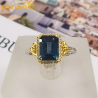 sace gems blue topaz gemstone rings for women girls resizable 925 sterling silver handmade engagement wedding band fine jewelry