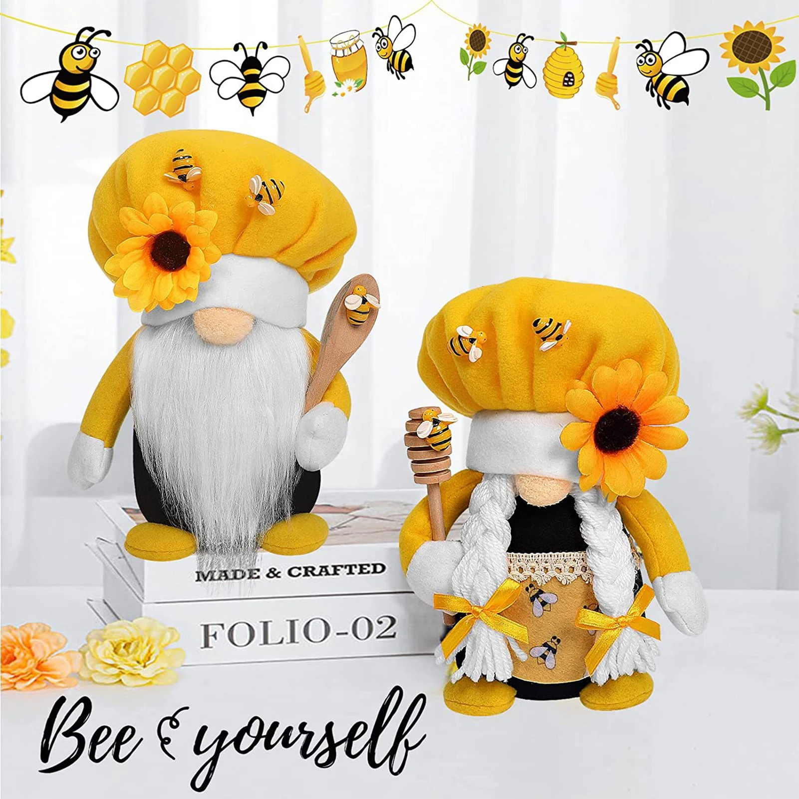 

Bees Gnome Soft Plush Toy Handmade Spring Bees Elves Decoration Festive Gifts Cute Old Man Dolls Faceless Doll THJ99
