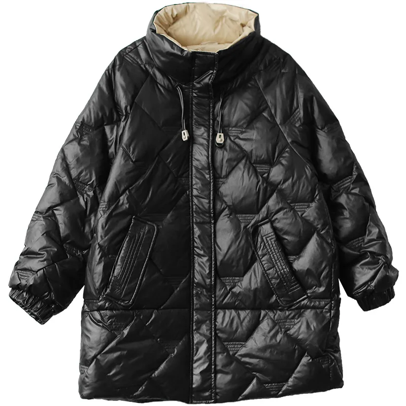 Down Jacket Women 2022 New Product White Duck Down Warm All-match Fashionable Slightly Shiny Loose Warm Coat