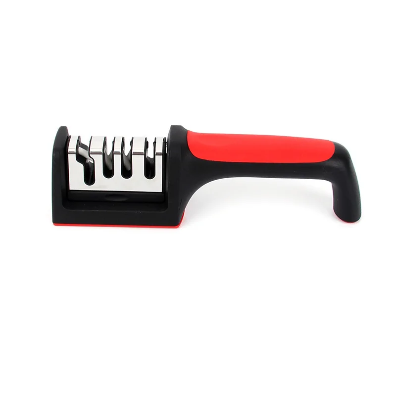

Handheld Steel Sharpener 3 Slot Type Quick Knives Accessorie Gadget Knife Sharpener Sharpening Tool With Non-slip Base Kitchen