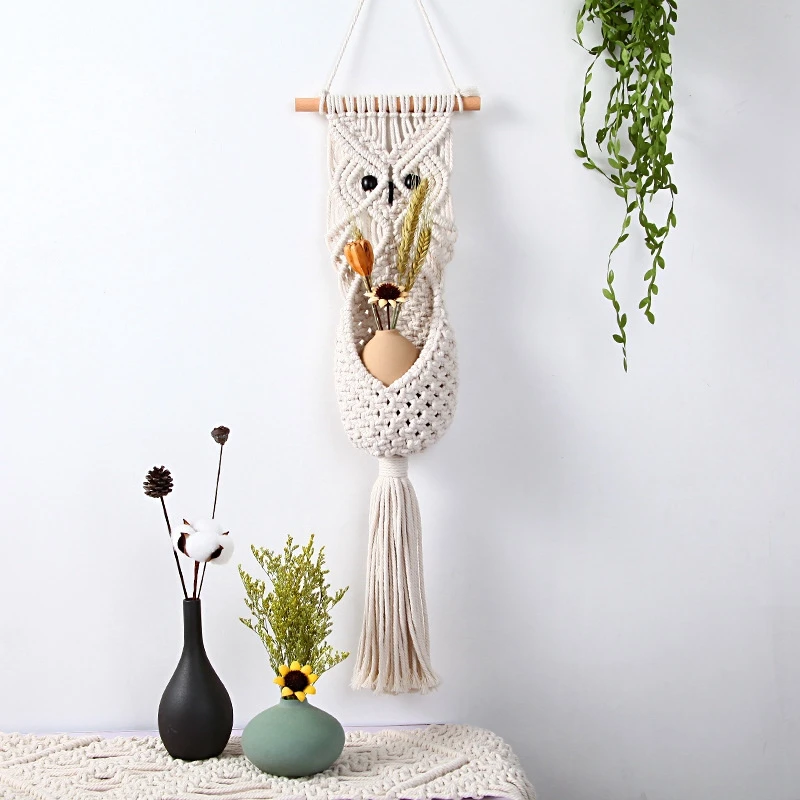 

Owl Macrame Macrame Plant Hangers Handmade Cotton Rope Flower Pots Holder Stand For Indoor Outdoor Boho Home Decor