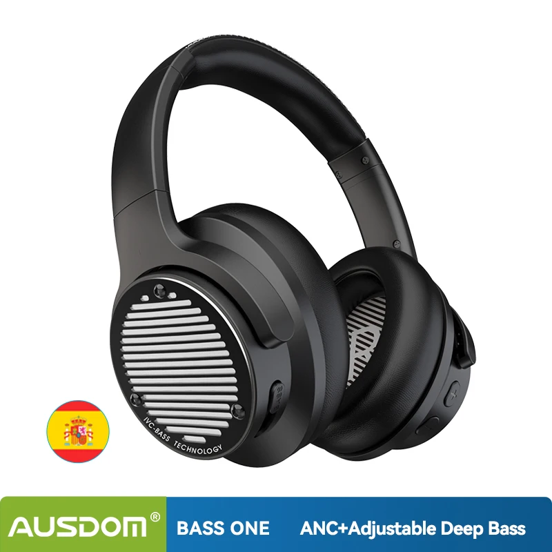 AUSDOM BASS ONE Super Deep Bass Wireless Active Noise Cancelling Headphones Bluetooth 5.0 Headphones BASS Expert Headset
