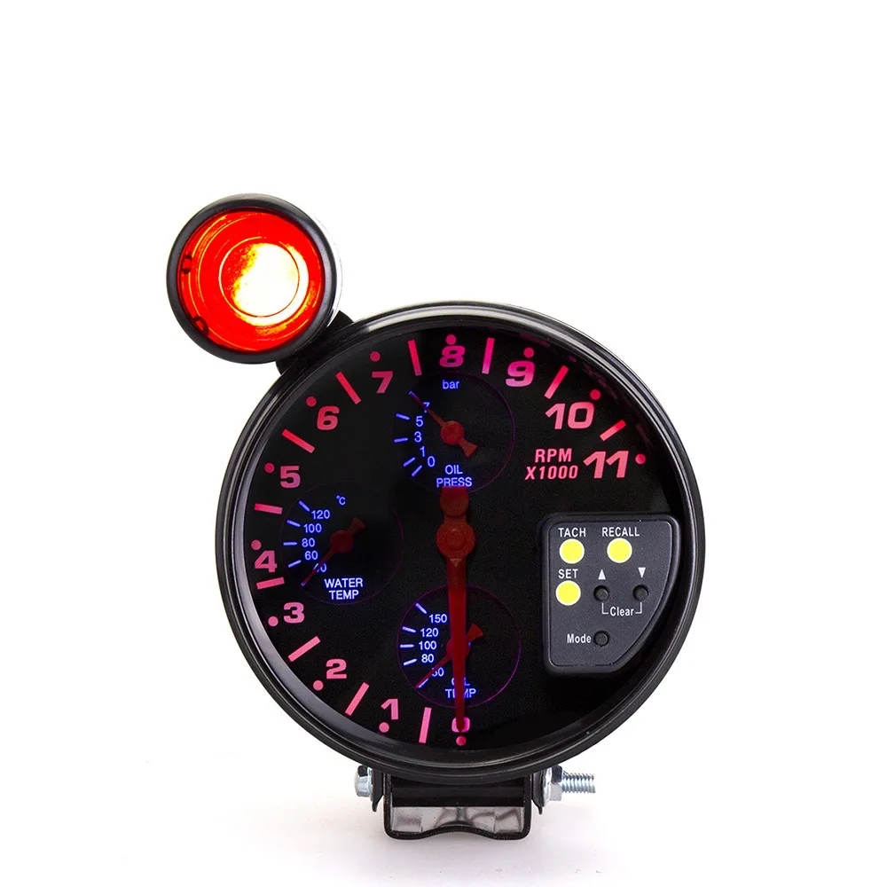 

Tacómetro de coche de 5 pulgadas, RPM, temperatura del agua, temperatura del aceite, indicador de presión de aceite, función 4 e