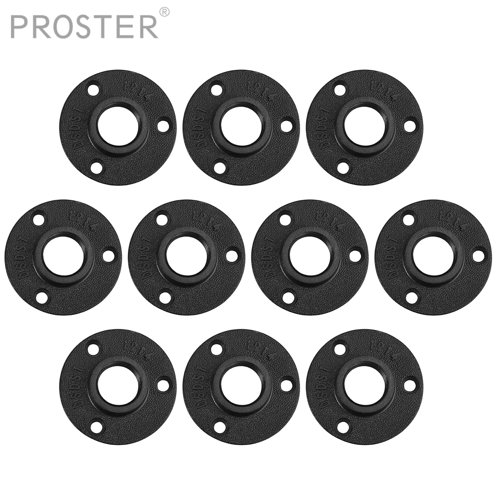

10pcs Flange Black Malleable Aluminum Alloy Pipe Fittings Wall Floor Flange Rusty Industrial Lamp Shelves Hanging Rack 3/4" BSP