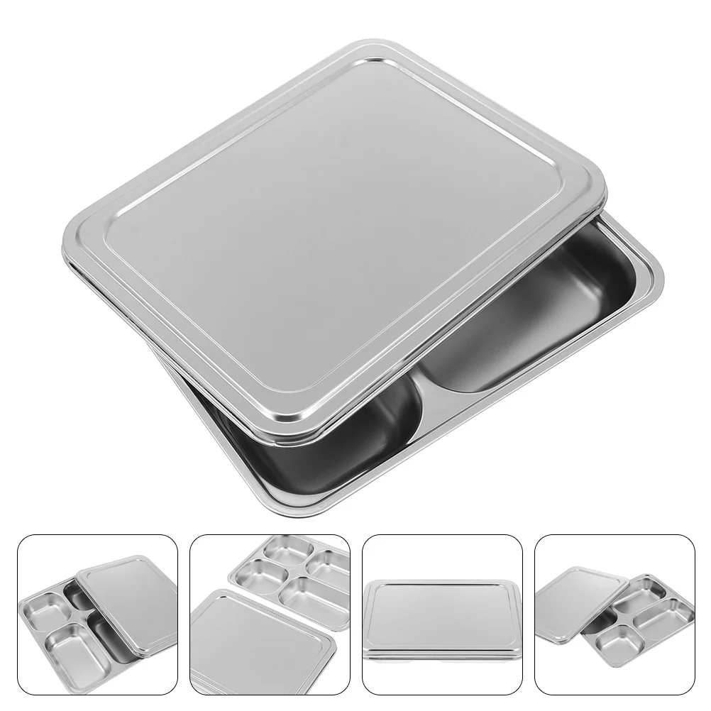 

Tray Plates Divided Plate Control Portion Metal Dishes Dinner Serving Snacksteel Stainless Kids Trays Toddlers Camping Cafeteria