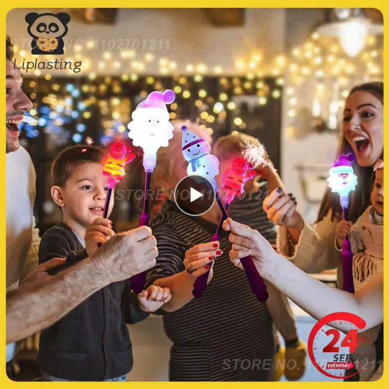 

Colorful Flash Spring Stick Battery Powered With Led Lights Snowman Deer Shake Stick Plastic Easy To Use Luminous Stick 28cm