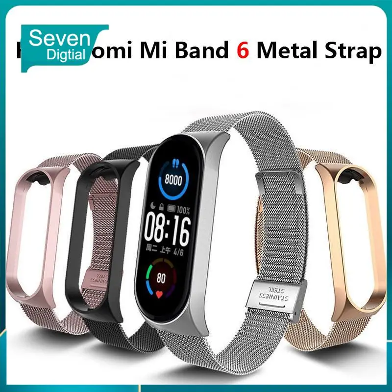 

Replacement Strap Metal Wristbands For Xiaomi Mi Band 6 Milanese Loop Strap Watch Belt Correa Watchbands