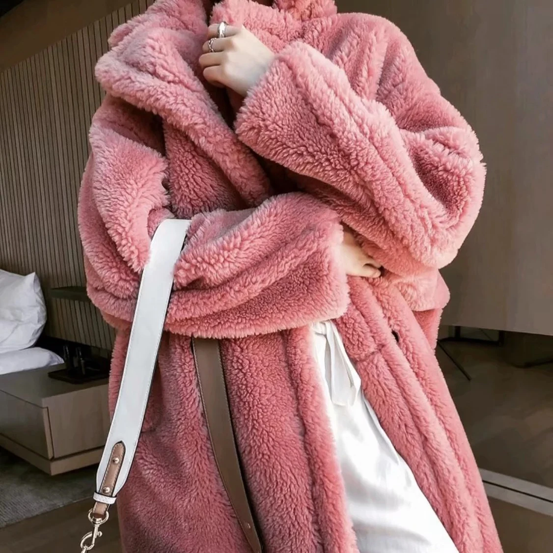 Faux Fur Teddy Coat Women Winter 2022 Casual Loose Thick Warm Long Jacket Female Elegant Vintage Solid Oversized Autumn Clothes