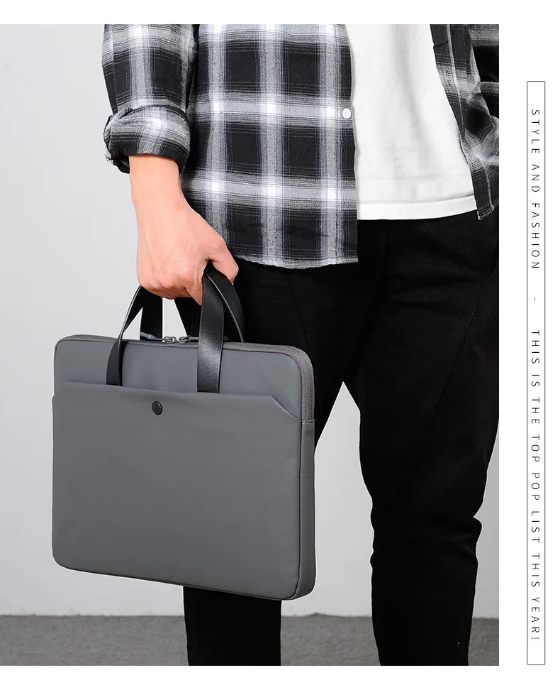 Business Handbag Laptop Bag Mousepad Meeting Briefcase PU Waterproof Professional Men Portable Office Printed Logo