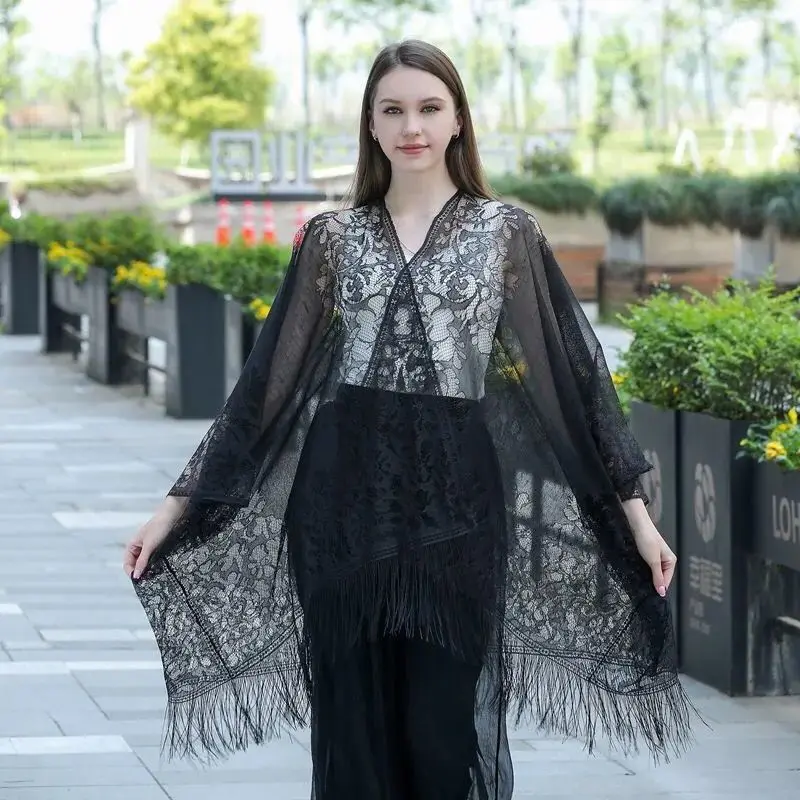 Пляжная Солнцезащитная одежда кружевной кардиган летняя верхняя накидка