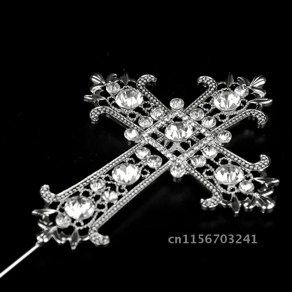 Золотистый и серебристый Топпер для торта с алмазным крестом 1 шт. религиозное