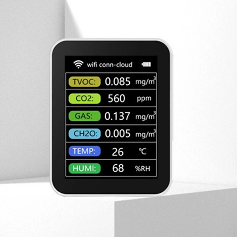 ГОРЯЧАЯ ПРОДАЖА Wi-Fi умный монитор качества воздуха счетчик CO2 TVOC HCHO PM2.5 тестер