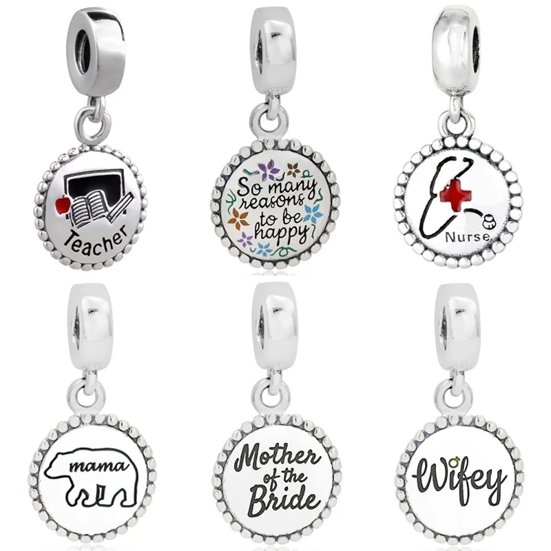 Оригинальная Подвеска для матери невесты, мамы, медведя, медведя, учительницы, бусины для самостоятельного изготовления, ювелирные изделия, соответствуют стандартам, серебряный браслет-талисман Pandora