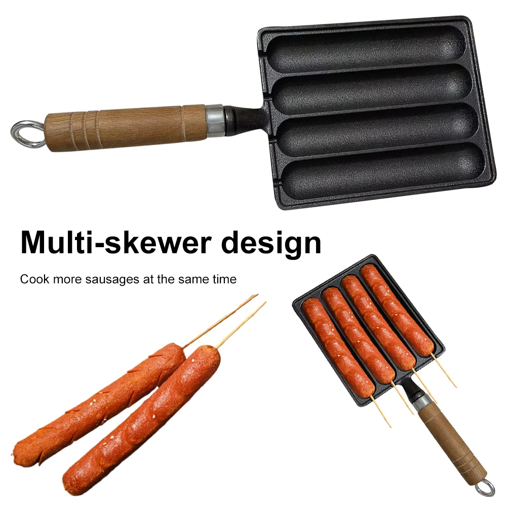 Чугунная предварительно приправленная кастрюля с деревянной ручкой Инструмент