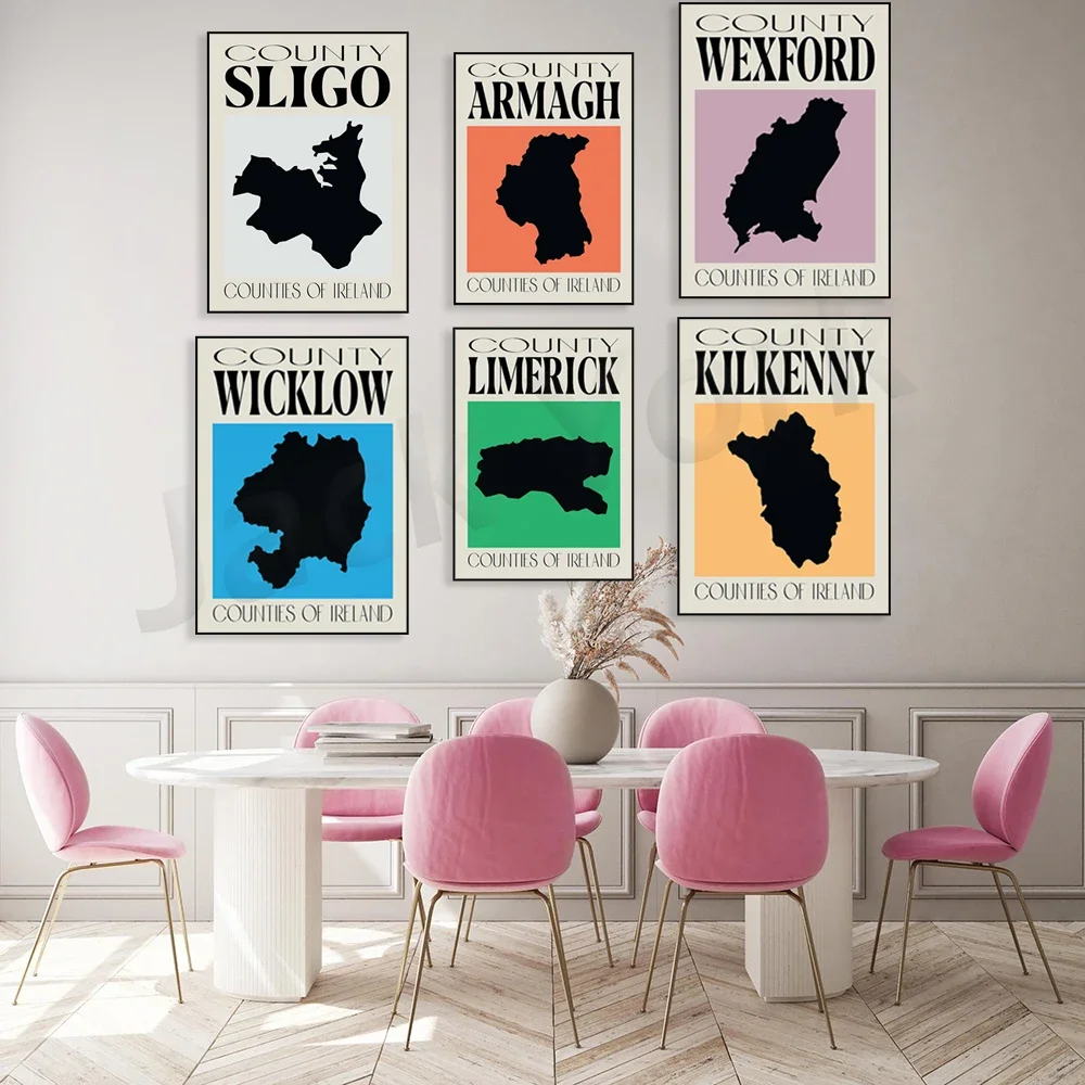 County Wicklow Tyrone Tipperary Sligo Kilkenny Kildare Wexford Map | Ireland Print