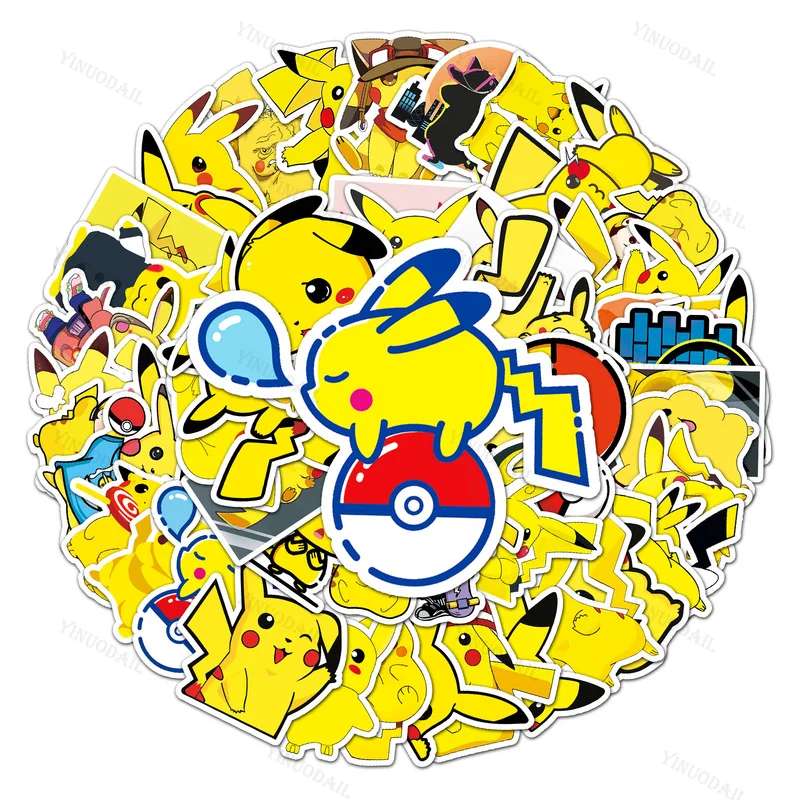 

200pcs Pokémon Pikachu Stickers For Phone Case Fridge Stationery Scrapbook Decal Waterproof Graffiti Sticker for Kids Toys Gift