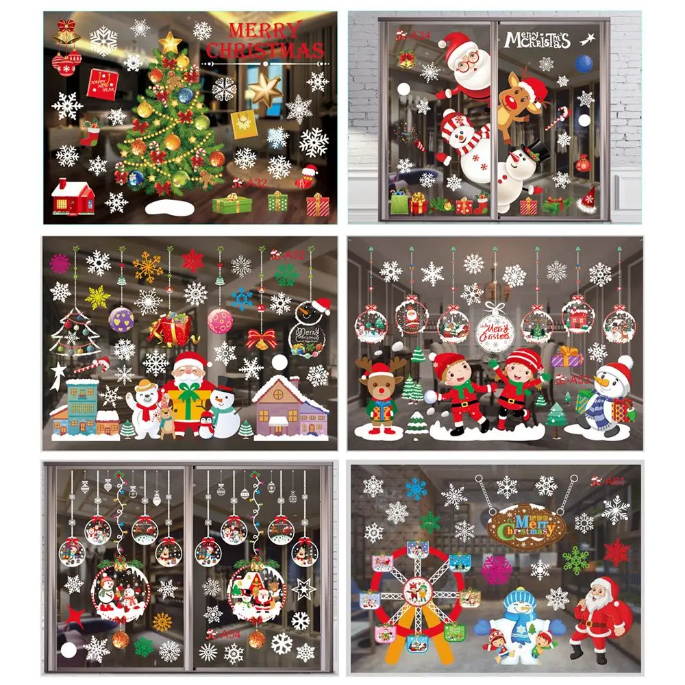 

Home Decoration Party Decor Creativity Removable Christmas Window Sticker Xmas Merry Christmas Window Static Stickers