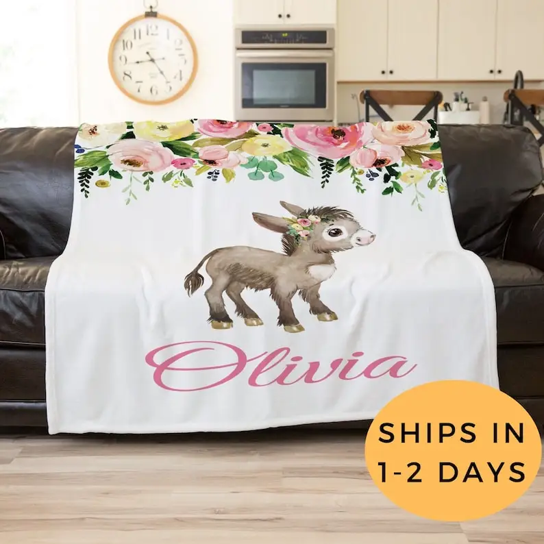 

Donkey, Donkey Gifts, Gifts For Donkey Lovers, Custom Name Blanket, Donkey Nursery, Donkey Decoration, Donkey Baby Shower, Birth