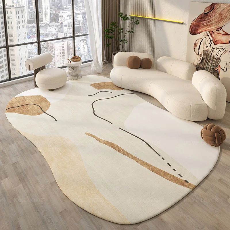 

Modern Luxury Living Room Decoration Carpet Fluffy Soft Study Cloakroom Rug Irregular Creamy Bedroom Bedside Bay Window Carpets